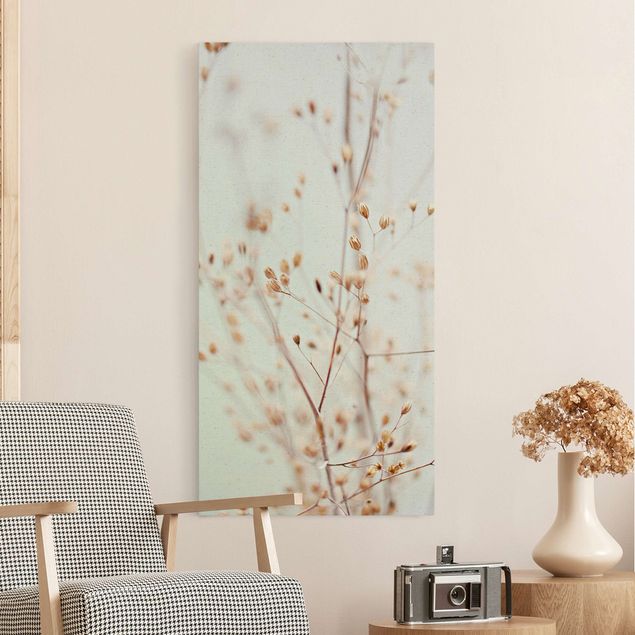Obrazy do salonu nowoczesne Pąki pastelowe na gałązce polnych kwiatów