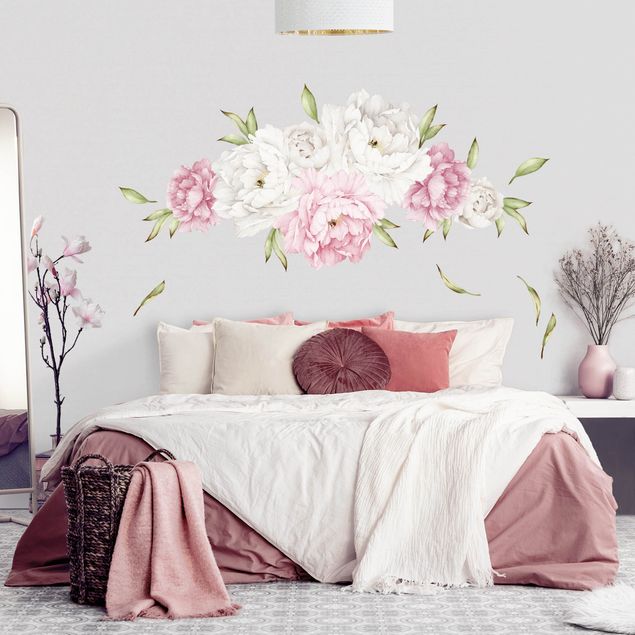 Naklejki na ścianę kwiaty Zestaw pentekostalny różowo-biały