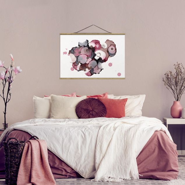 Nowoczesne obrazy do salonu Krople różowego beżu z różowym złotem