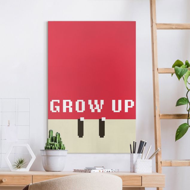 Nowoczesne obrazy do salonu Pixel Text Grow Up In Red