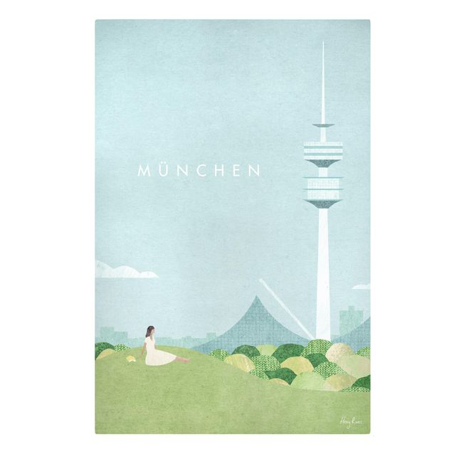 Obraz niebieski Plakat podróżniczy - Monachium