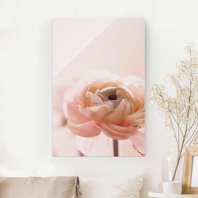 Obrazy na szkle róże Różowy kwiat w centrum uwagi