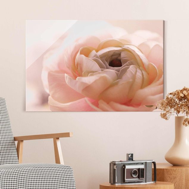 Obrazy na szkle róże Różowy kwiat w centrum uwagi