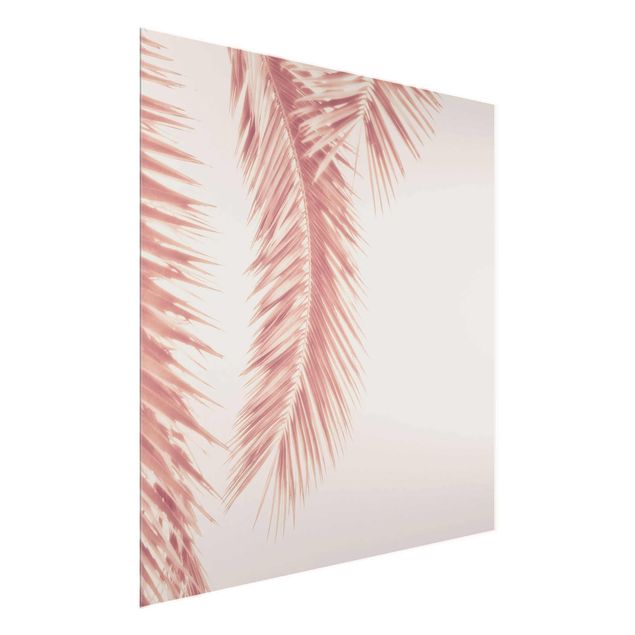 Obrazy na szkle krajobraz Liście palmy w kolorze różowego złota