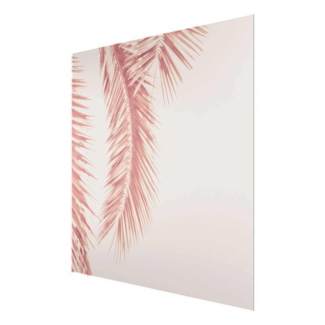 Obrazy nowoczesne Liście palmy w kolorze różowego złota