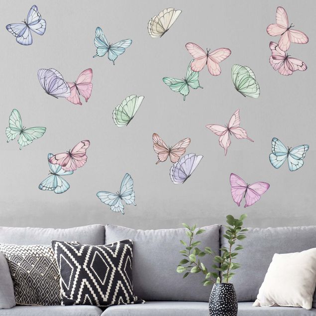 Pokój niemowlęcy Zestaw pasteli akwarelowych z motylami