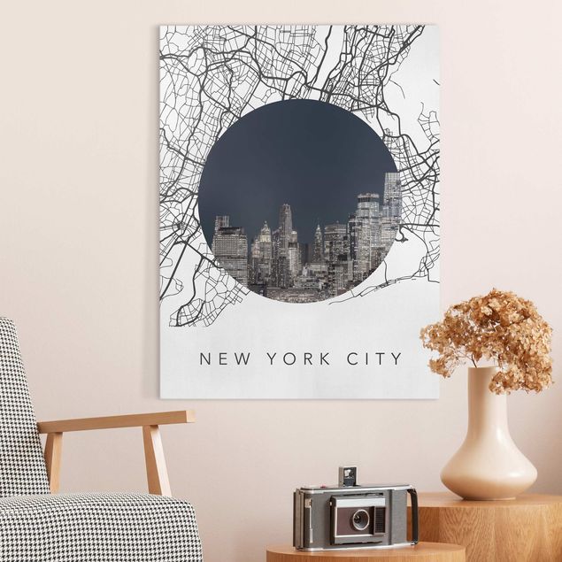 Obrazy na płótnie Ameryka Kolaż z mapą miasta Nowy Jork