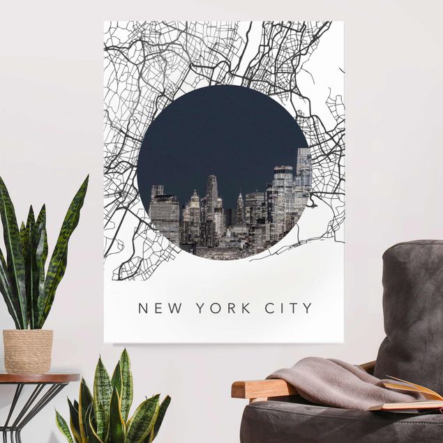 Obraz na szkle - Kolaż z mapą miasta Nowy Jork