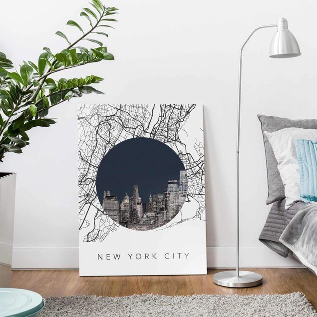 Obrazy na szkle Nowy Jork Kolaż z mapą miasta Nowy Jork