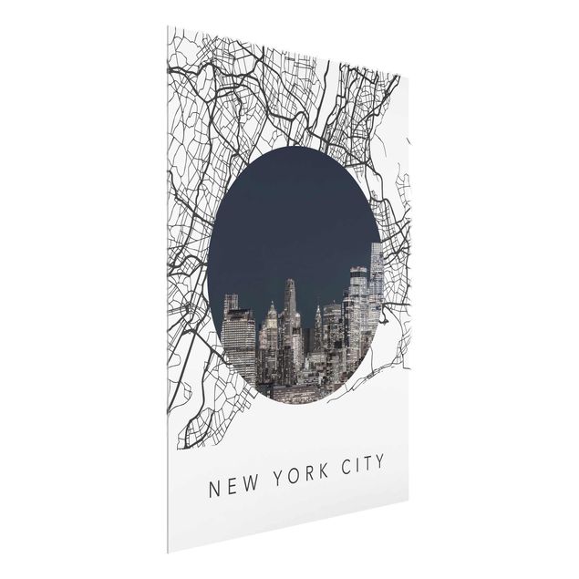 Obrazy na szkle portret Kolaż z mapą miasta Nowy Jork