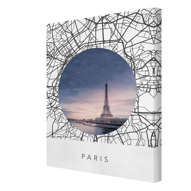 Obrazy na płótnie Paryż Kolaż z mapą miasta Paryż