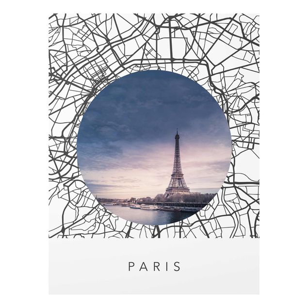 Obrazy nowoczesne Kolaż z mapą miasta Paryż