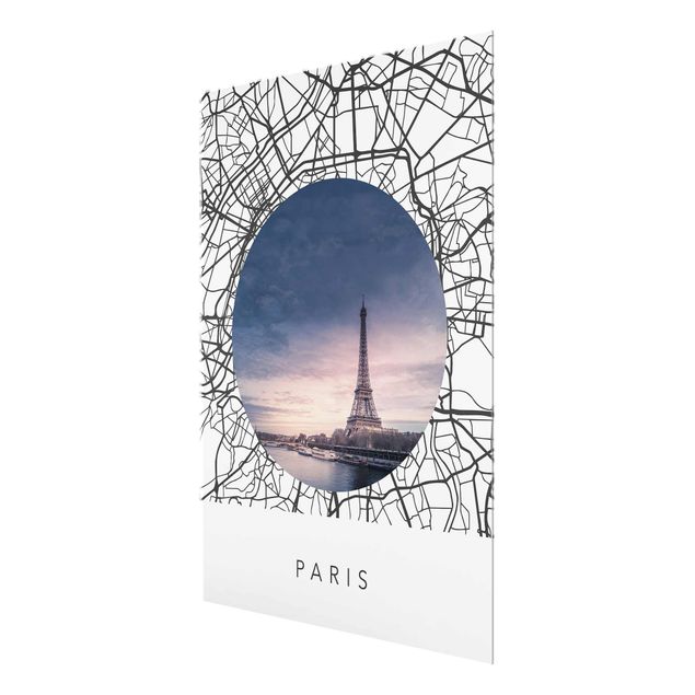 Obrazy Paryż Kolaż z mapą miasta Paryż