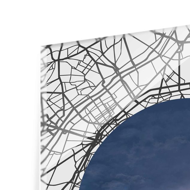 Obrazy na szkle mapy Kolaż z mapą miasta Paryż