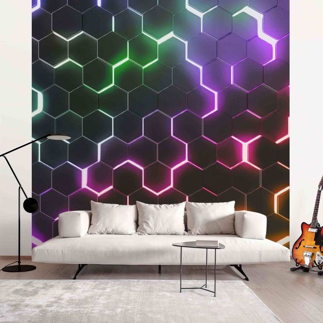 Pokój niemowlęcy Hexagonal Pattern With Neon Light