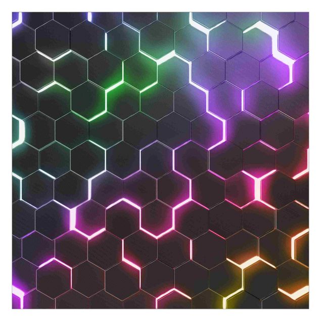 Fototapeta Hexagonal Pattern With Neon Light