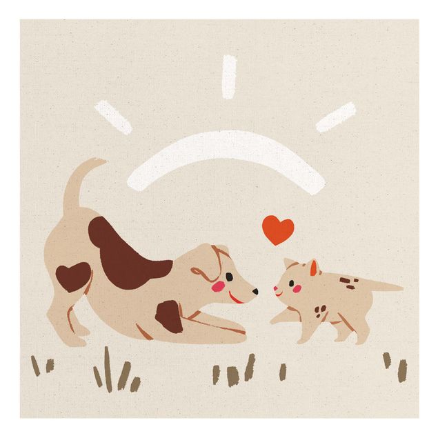 Obraz psa Śliczna ilustracja zwierząt - pies i kot
