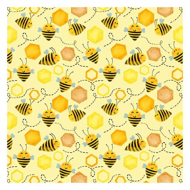 Tapeta - Ilustracja przedstawiająca słodki miód z pszczołami