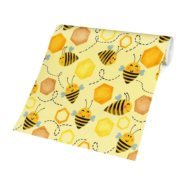 Tapety Ilustracja przedstawiająca słodki miód z pszczołami