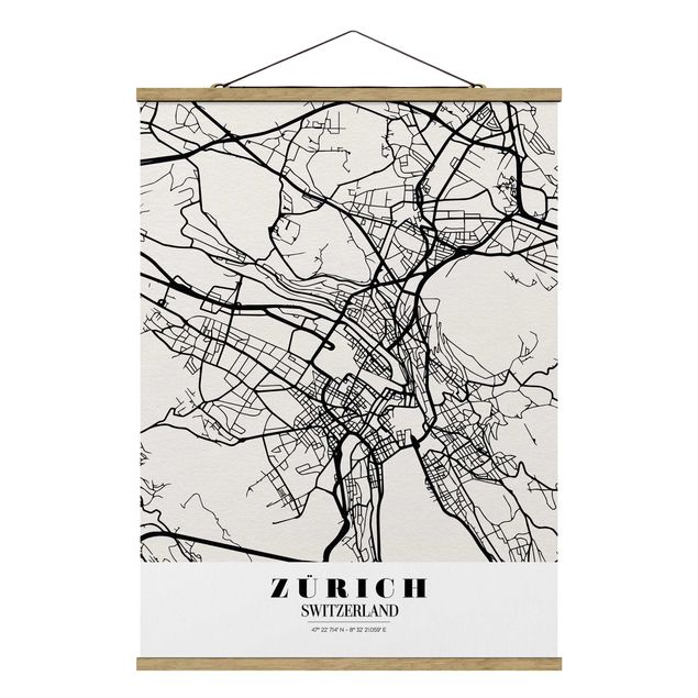 Obrazy nowoczesny Mapa miasta Zurych - Klasyczna