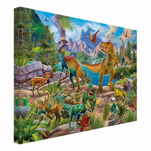 Obrazy kolorowe T-Rex i Parasaurolophus