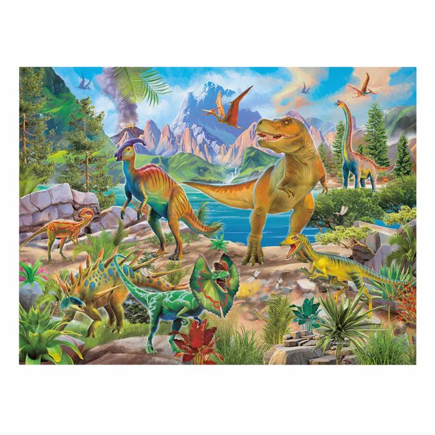 Obrazy na płótnie zwierzęta T-Rex i Parasaurolophus