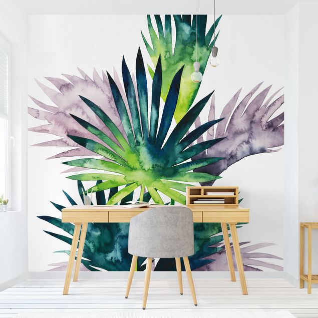 Zielona tapeta Egzotyczne liście - Fan Palm