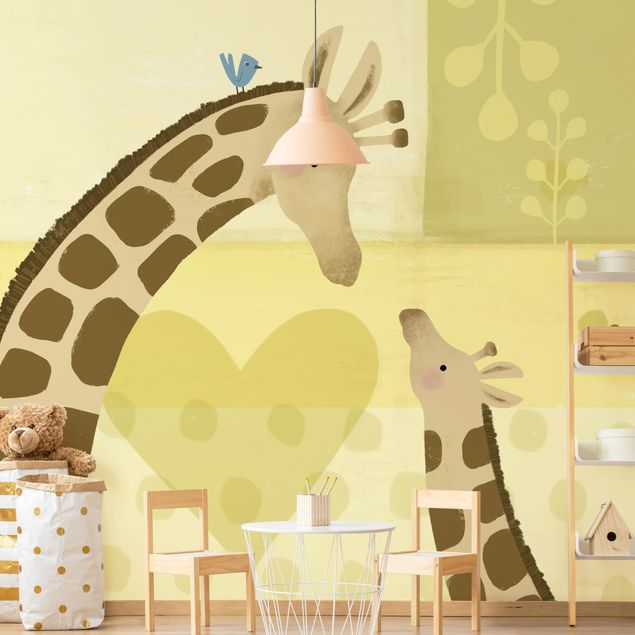 Żółte tapety Mama i ja - Żyrafy