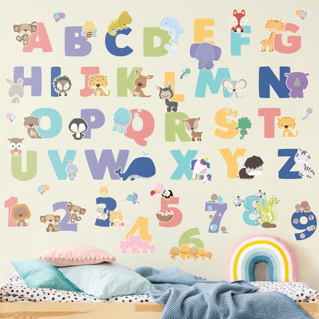 Litery naklejki na ścianę Zestaw alfabetu zwierząt