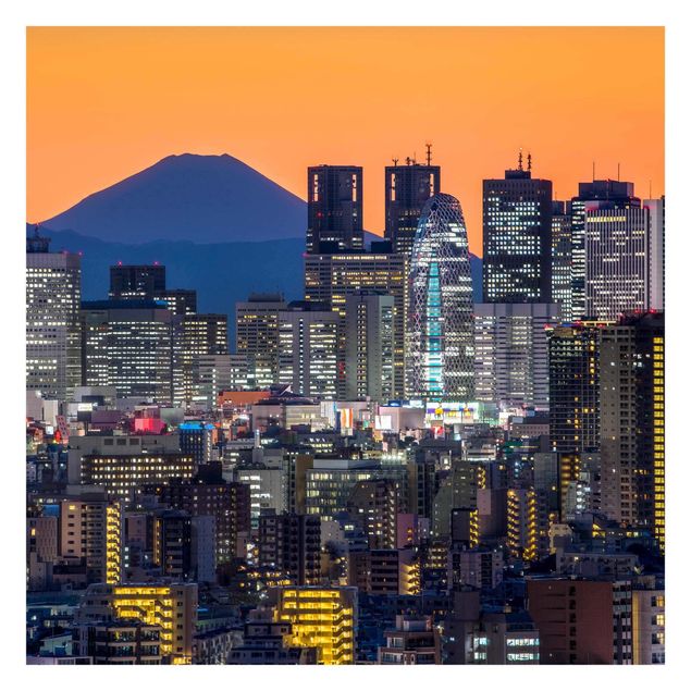 Fototapety krajobraz Tokio z górą Fuji wieczorem