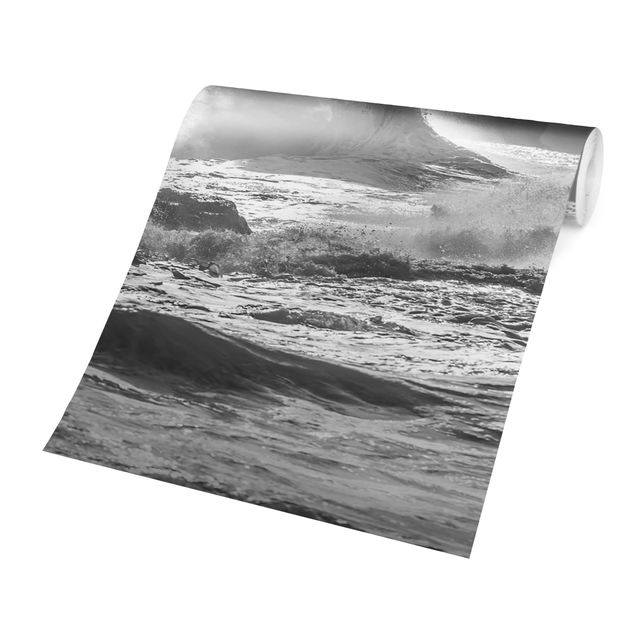 Fototapeta - Toshing Waves Czarno-biały