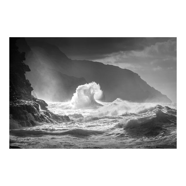 Fototapeta - Toshing Waves Czarno-biały