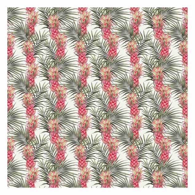 Fototapeta - Tropikalny ananas z liśćmi palmy