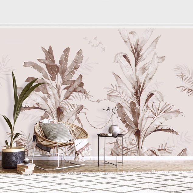 Dekoracja do kuchni Tropikalne palmy i liście sepia