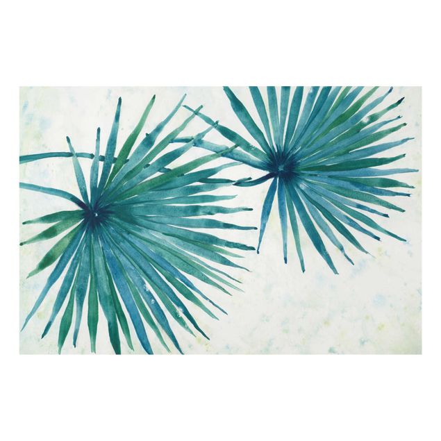 Obraz niebieski Tropikalne liście palmy zbliżenie
