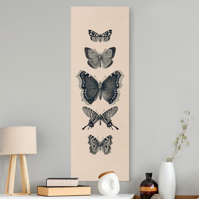 Obrazy do salonu nowoczesne Motyle z atramentu na beżowym tle