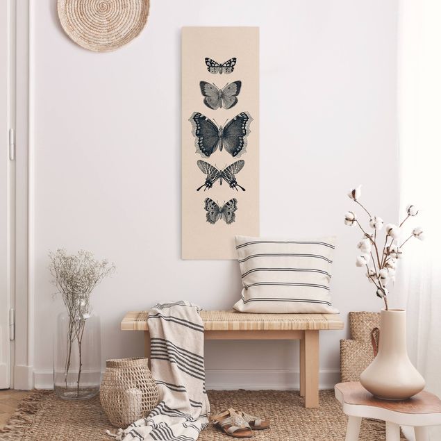 Nowoczesne obrazy Motyle z atramentu na beżowym tle