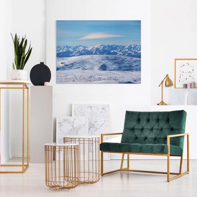 Obrazy do salonu nowoczesne Śnieżny świat gór