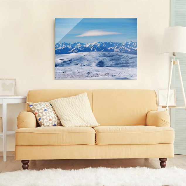 Obrazy na szkle poziomy Śnieżny świat gór