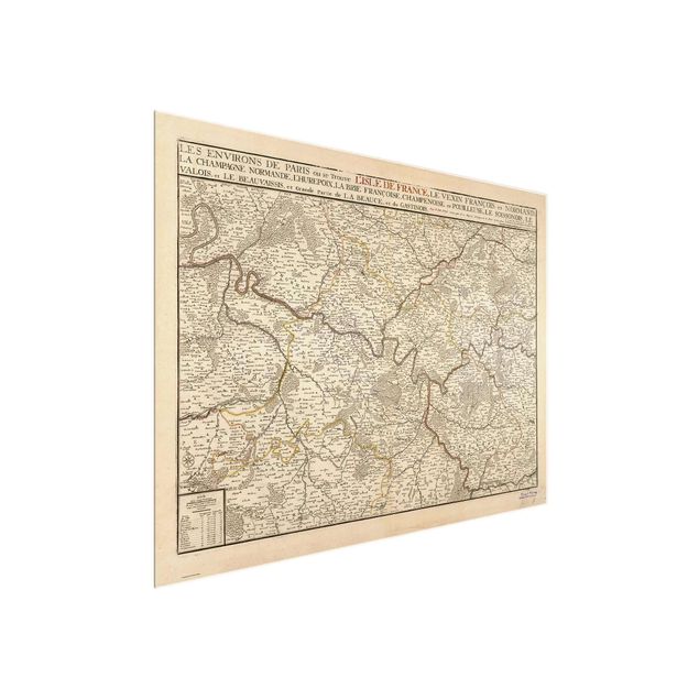 Obrazy na szkle powiedzenia Mapa Francji w stylu vintage