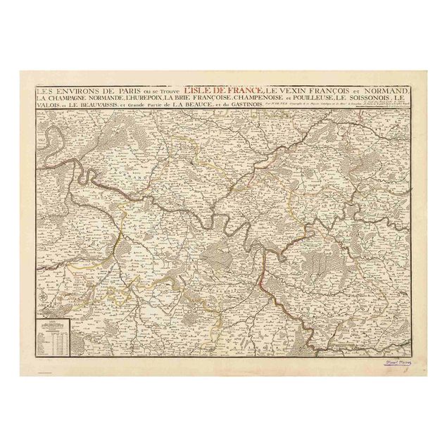 Nowoczesne obrazy do salonu Mapa Francji w stylu vintage