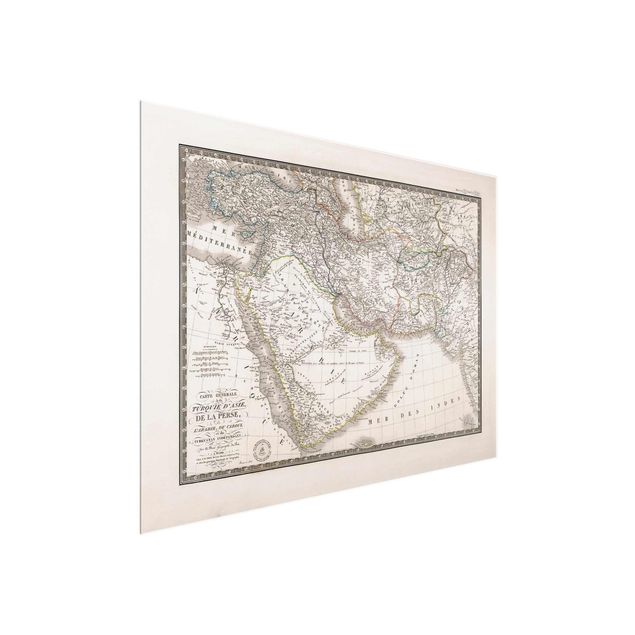 Obrazy na szkle powiedzenia Zabytkowa mapa w stylu orientalnym