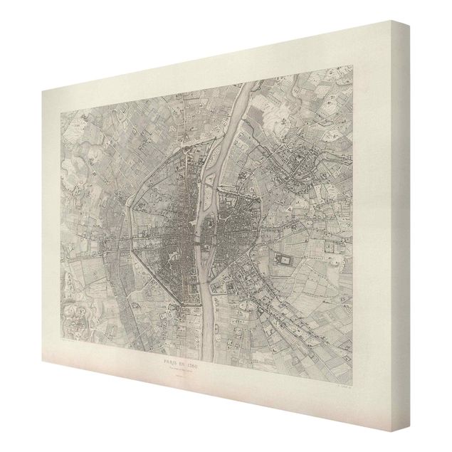 Obrazy na płótnie Paryż Mapa Paryża w stylu vintage