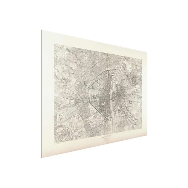 Obrazy na szkle poziomy Mapa Paryża w stylu vintage