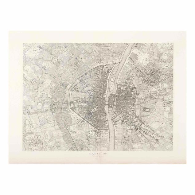 Obrazy na szkle mapy Mapa Paryża w stylu vintage
