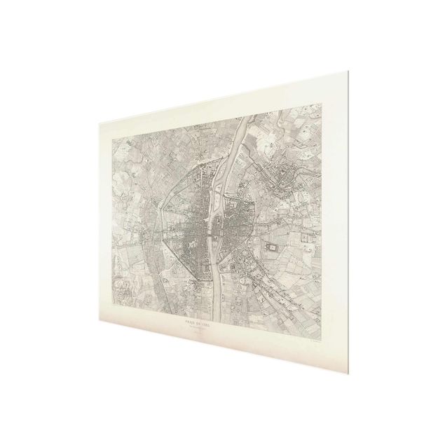 Obrazy do salonu nowoczesne Mapa Paryża w stylu vintage