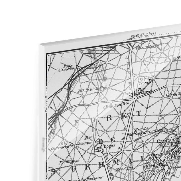 Obrazy na szkle mapy zabytkowa mapa St Germain Paryż
