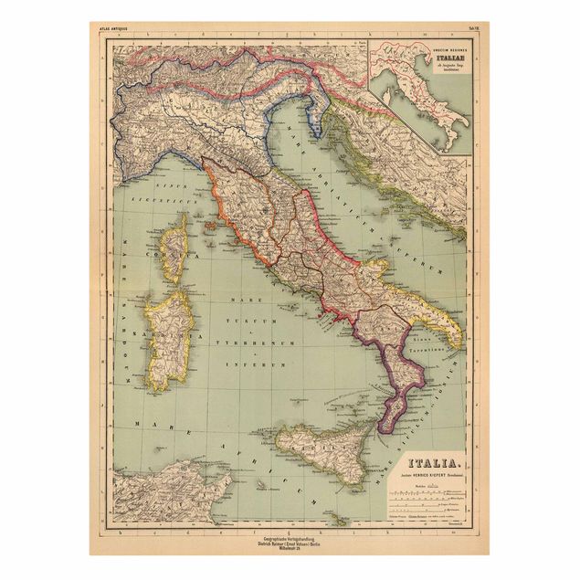 Retro obrazy Mapa Włoch w stylu vintage
