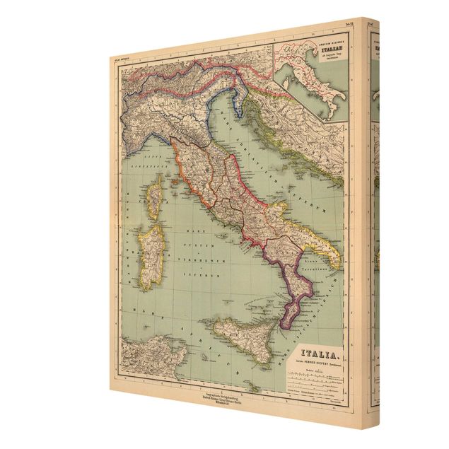 Obrazy kolorowe Mapa Włoch w stylu vintage