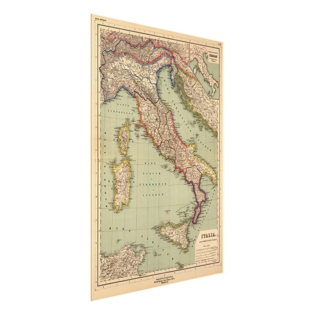 Obrazy do salonu Mapa Włoch w stylu vintage